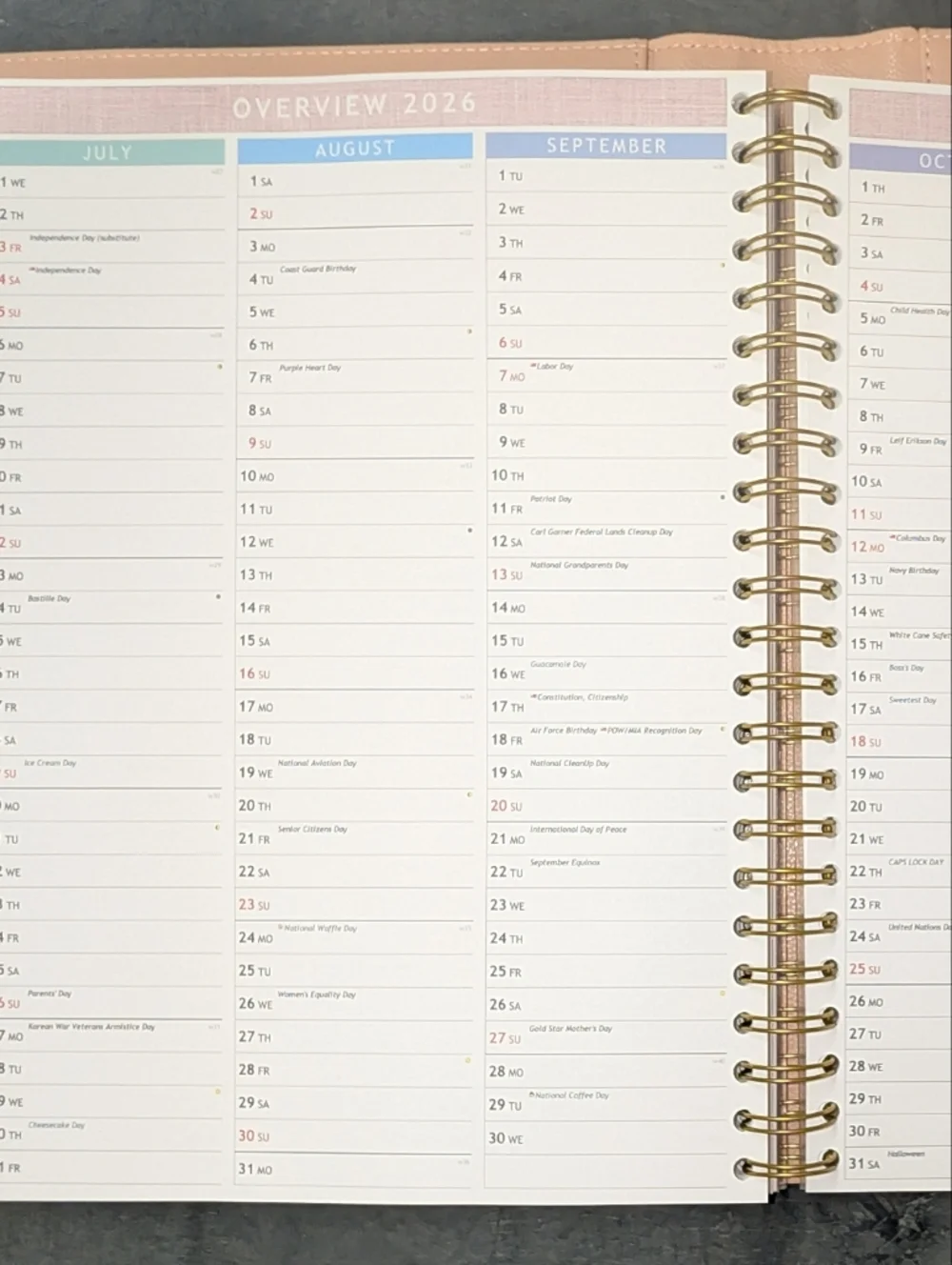 2026 Pink Spiral Planner with Sticker Sheet And Vegan Leather Case